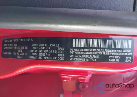 2020 Jeep Renegade Jeepster 4X4 из США, поврежденный, VIN ZACNJBABXLPL75663